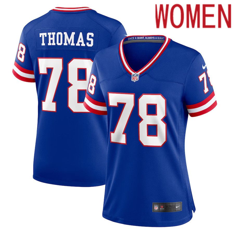 Women New York Giants #78 Andrew Thomas Nike Royal Classic Player Game NFL Jersey